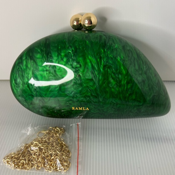 Rama green marbled acrylic clutch bag - Picture 4 of 6
